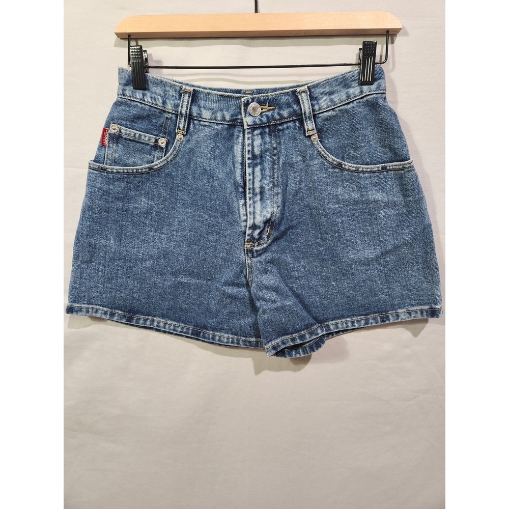 Vintage ESPRIT Blue Jean Denim Shorts High Waist Juniors Size 7/8 26" Waist